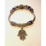 Blue Eye Bracelet - with Hamsha Charm silver finish